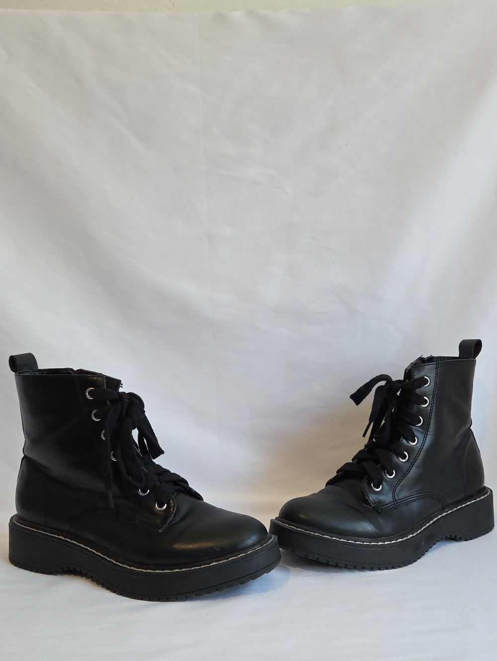Black Faux Leather Madden Girl Kurrt Combat Boots